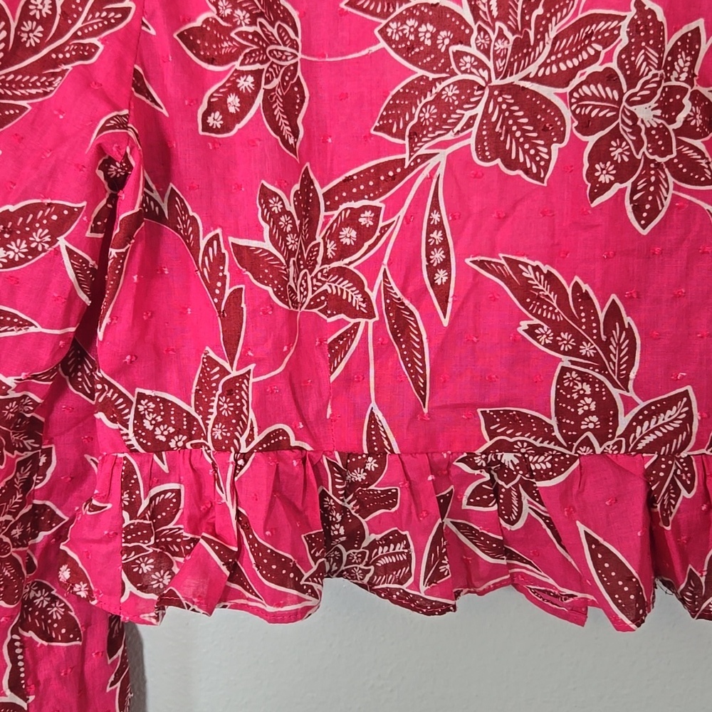 Lush | NWT Bright Pink Cotton Tie Front Top And Mini Skirt Set Size Medium - Picture 5 of 16
